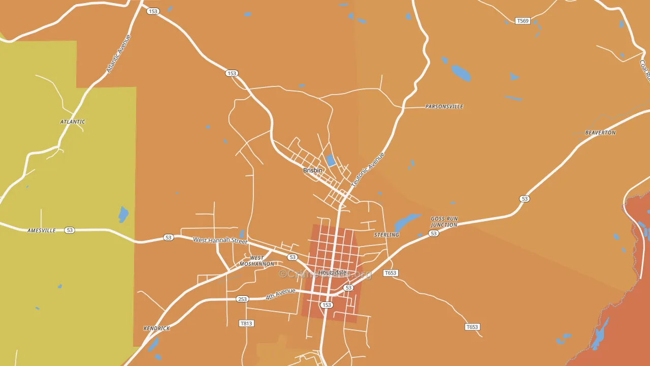 Brisbin, PA Map of Burglary Rates