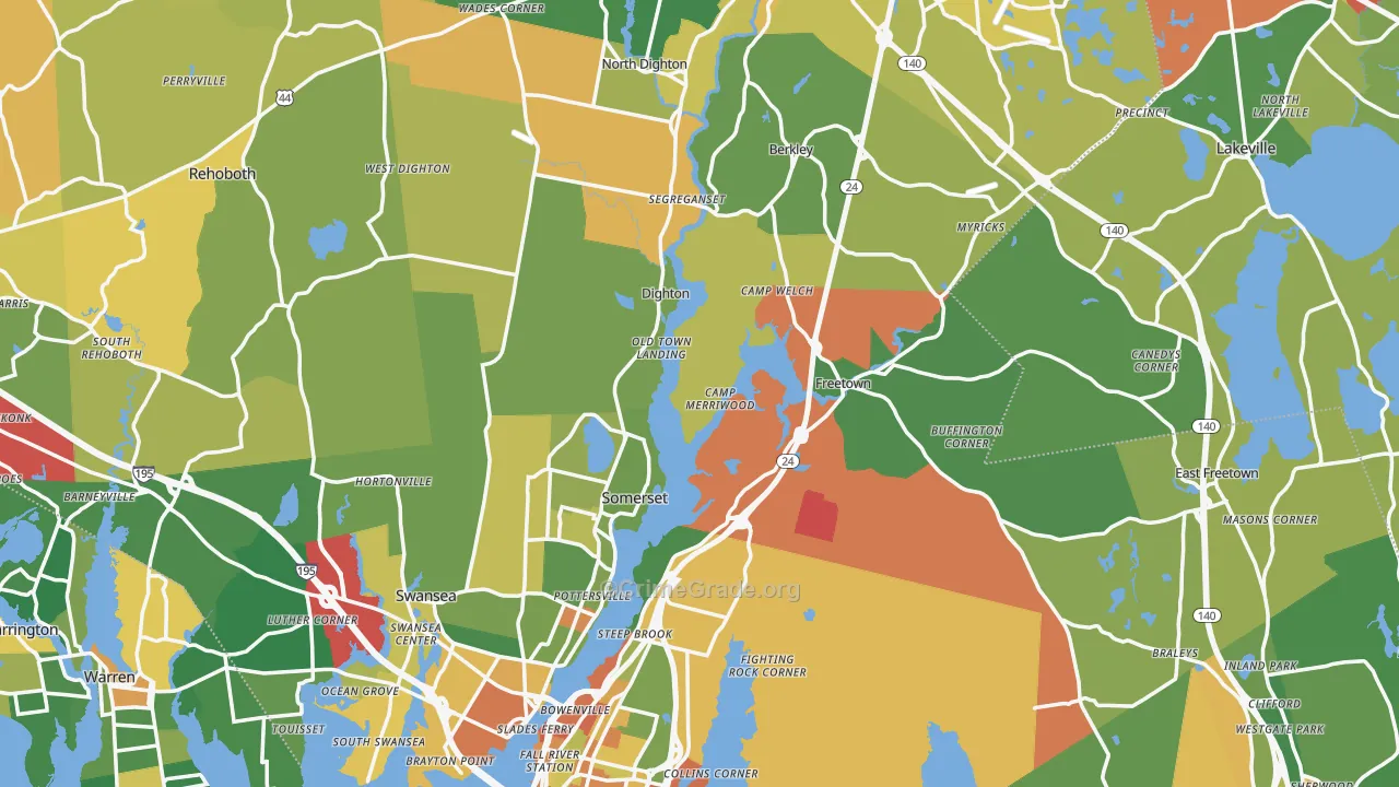 Bristol County, MA Map of Burglary Rates