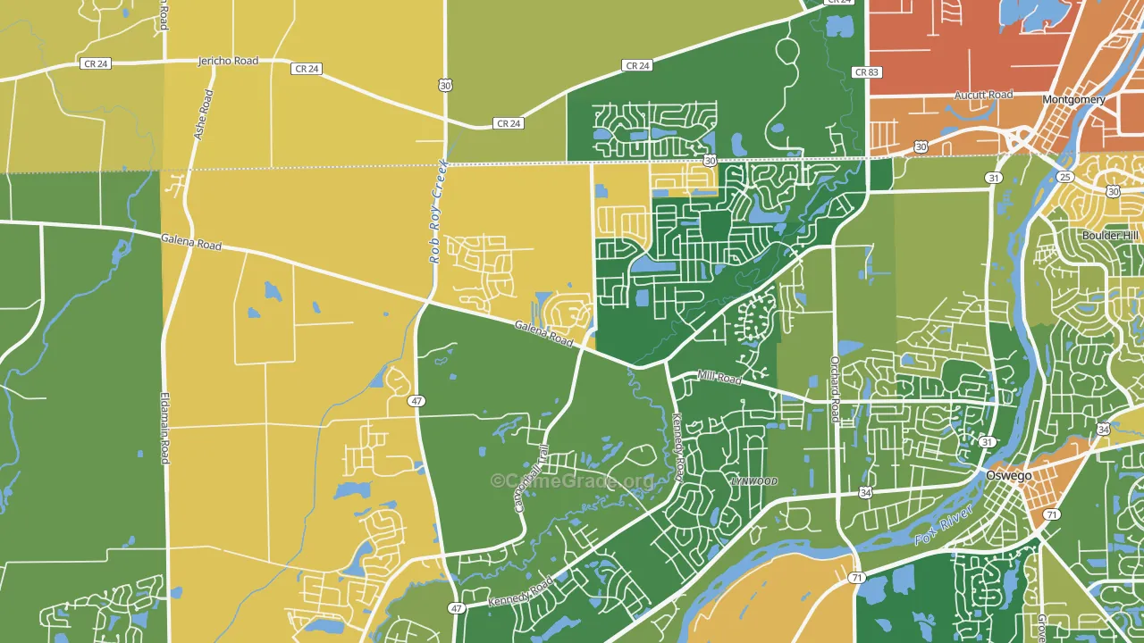 Bristol, IL Map of Burglary Rates