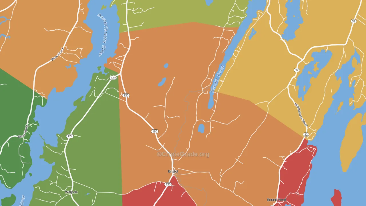 Bristol, ME Map of Burglary Rates