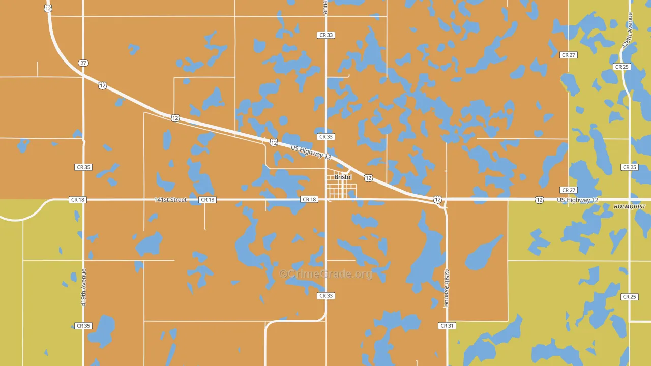 Bristol, SD Map of Burglary Rates