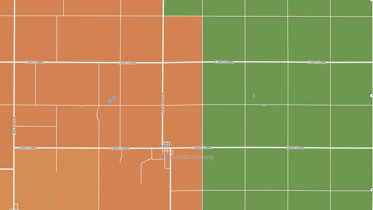 Bristow, IA Map of Burglary Rates