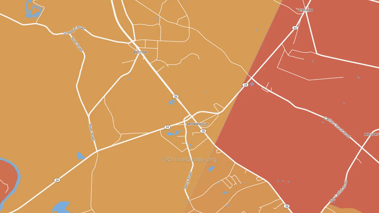 Bristow, SC Map of Burglary Rates