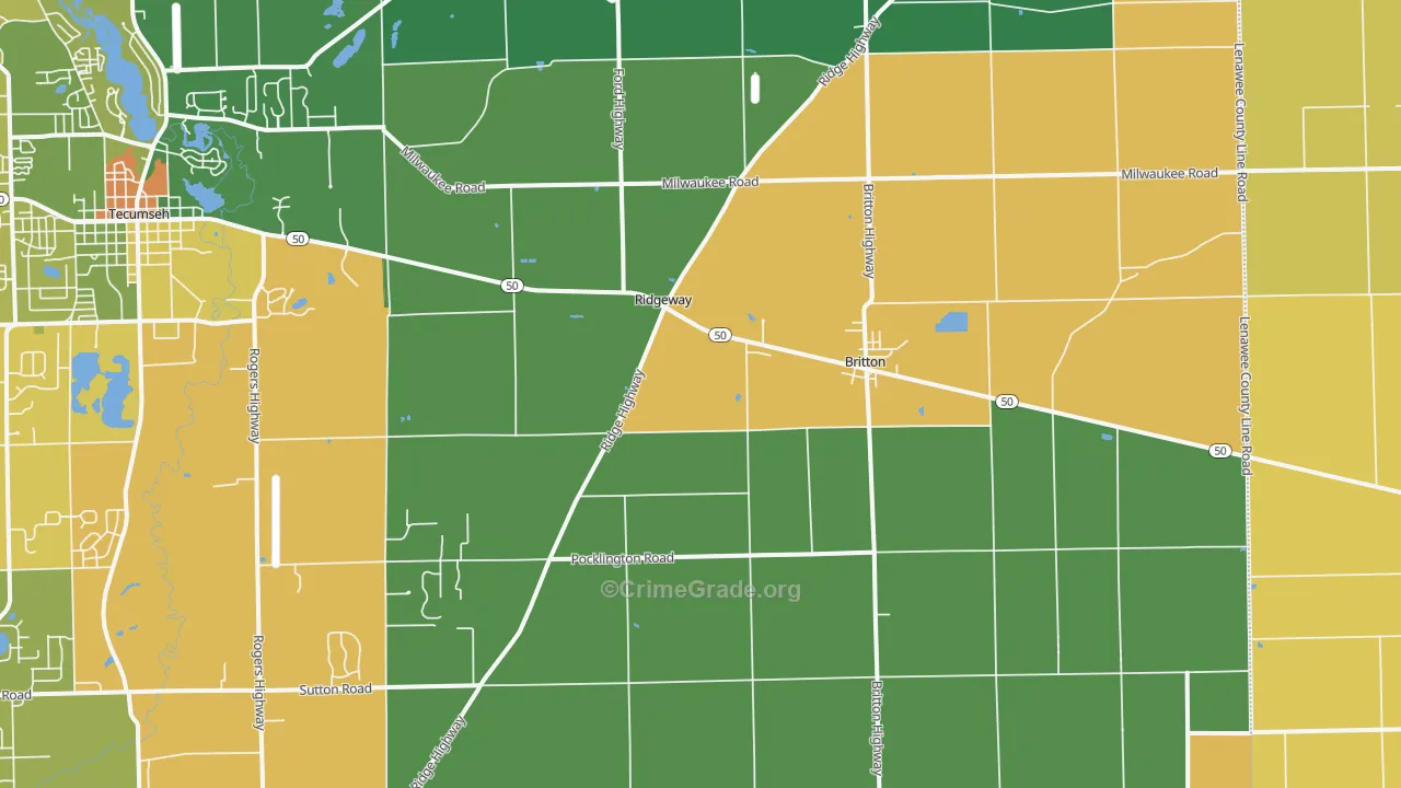 Britton, MI Map of Burglary Rates