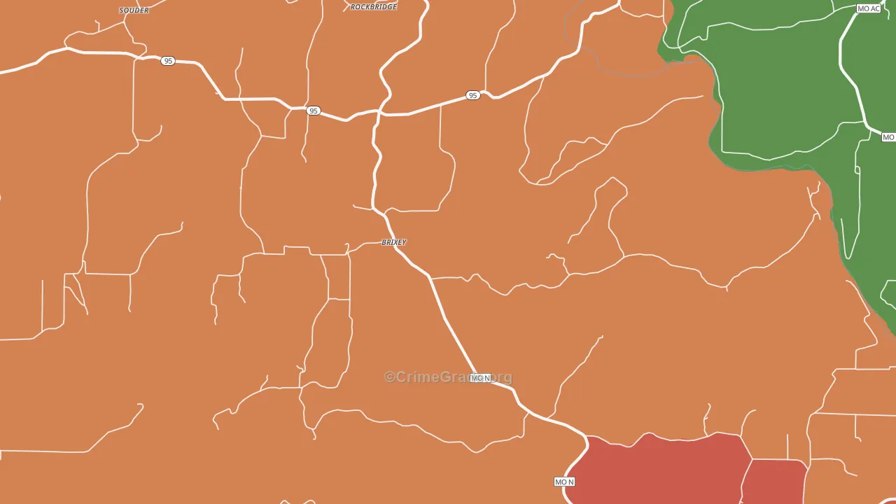 Brixey, MO Map of Burglary Rates