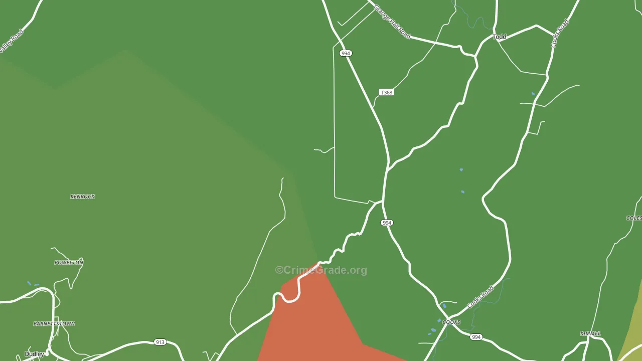 Broad Top, PA Map of Burglary Rates