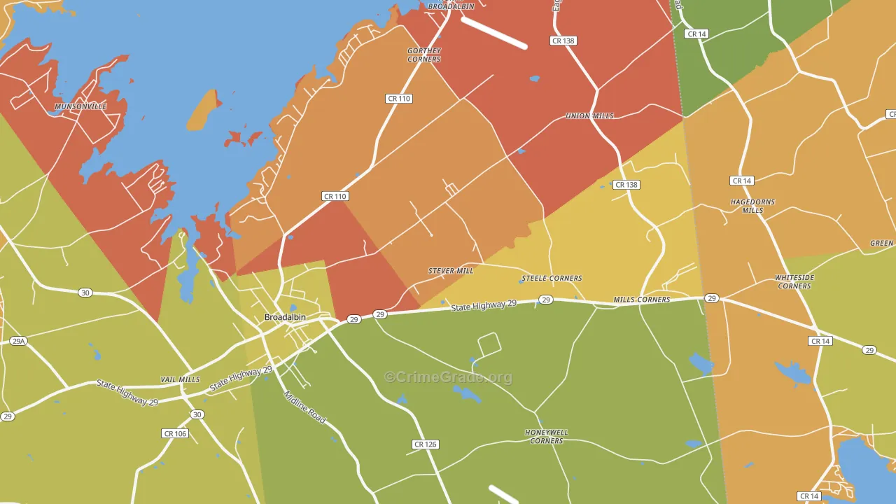 Broadalbin, NY Map of Burglary Rates