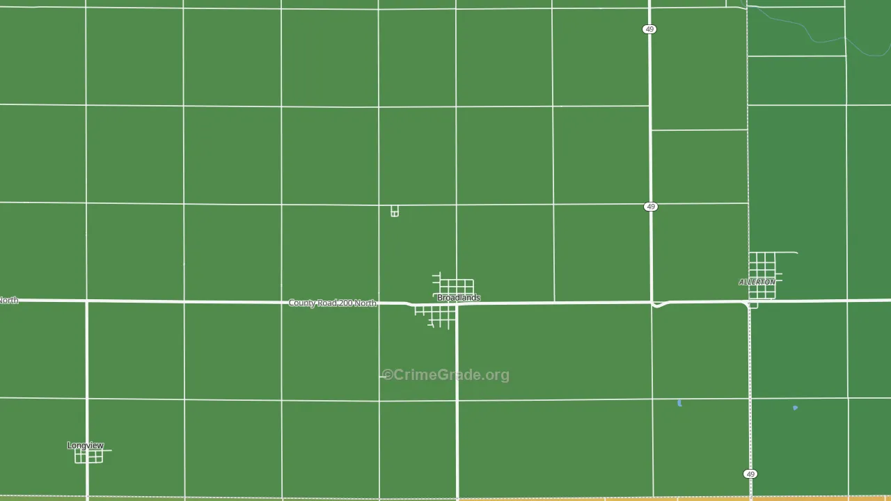 Broadlands, IL Map of Burglary Rates