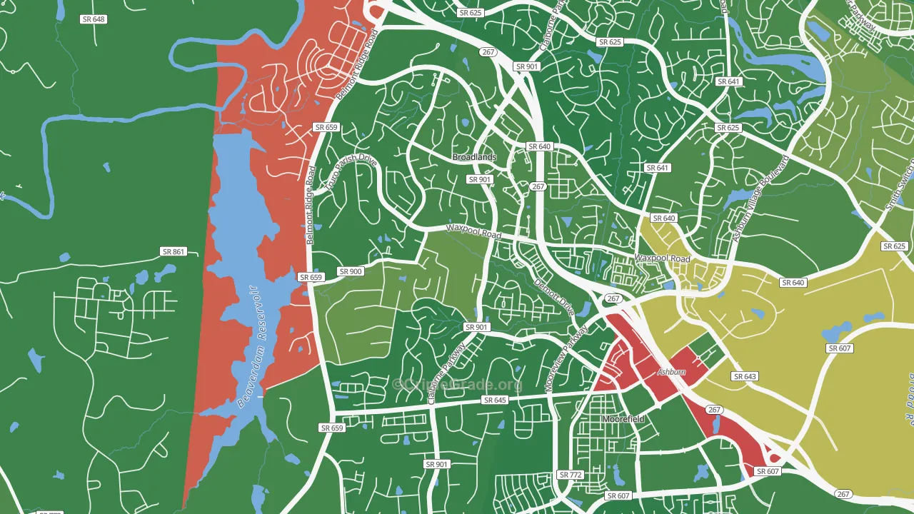 Broadlands, VA Map of Burglary Rates