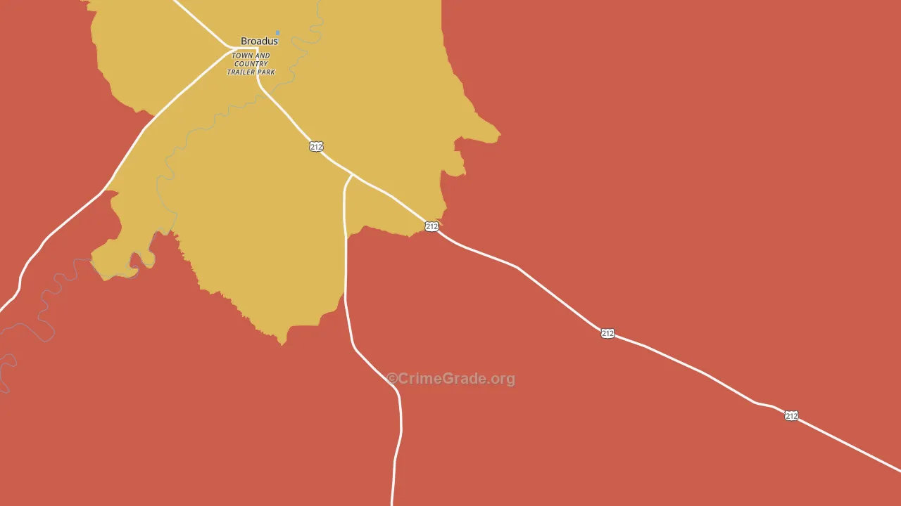 Broadus, MT Map of Burglary Rates