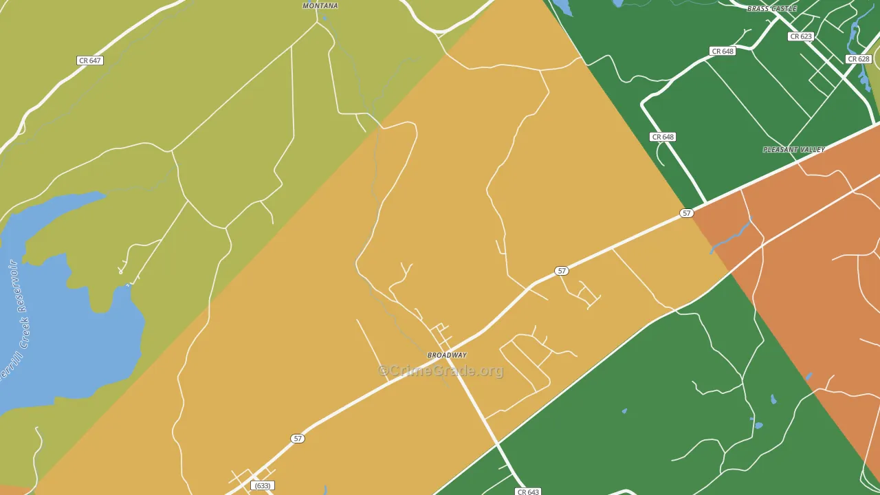 Broadway, NJ Map of Burglary Rates