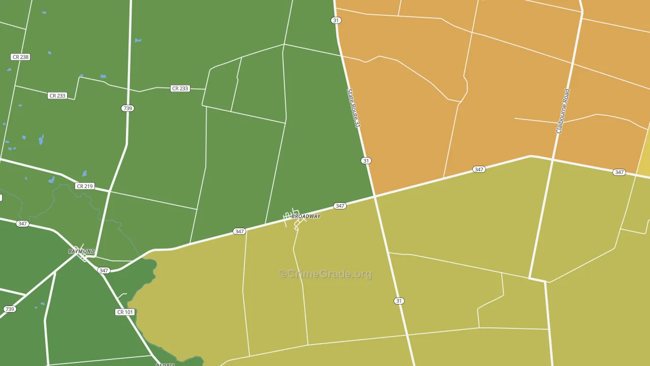 Broadway, OH Map of Burglary Rates