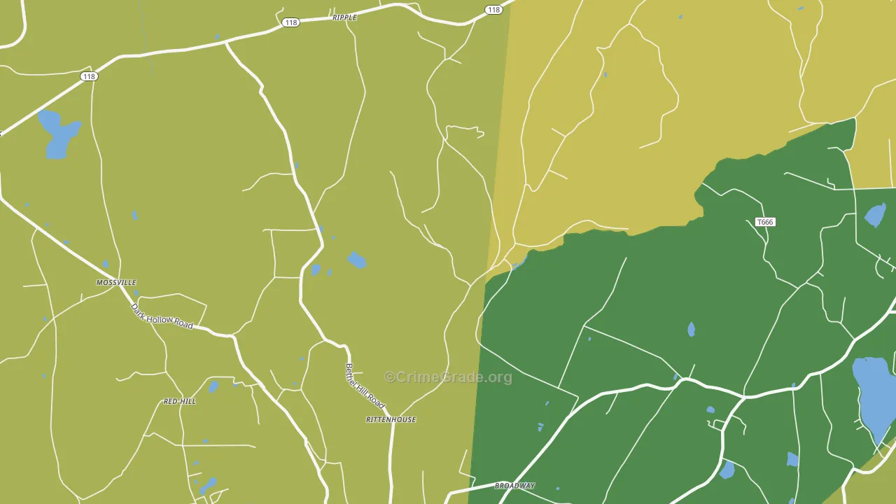 Broadway, PA Map of Burglary Rates