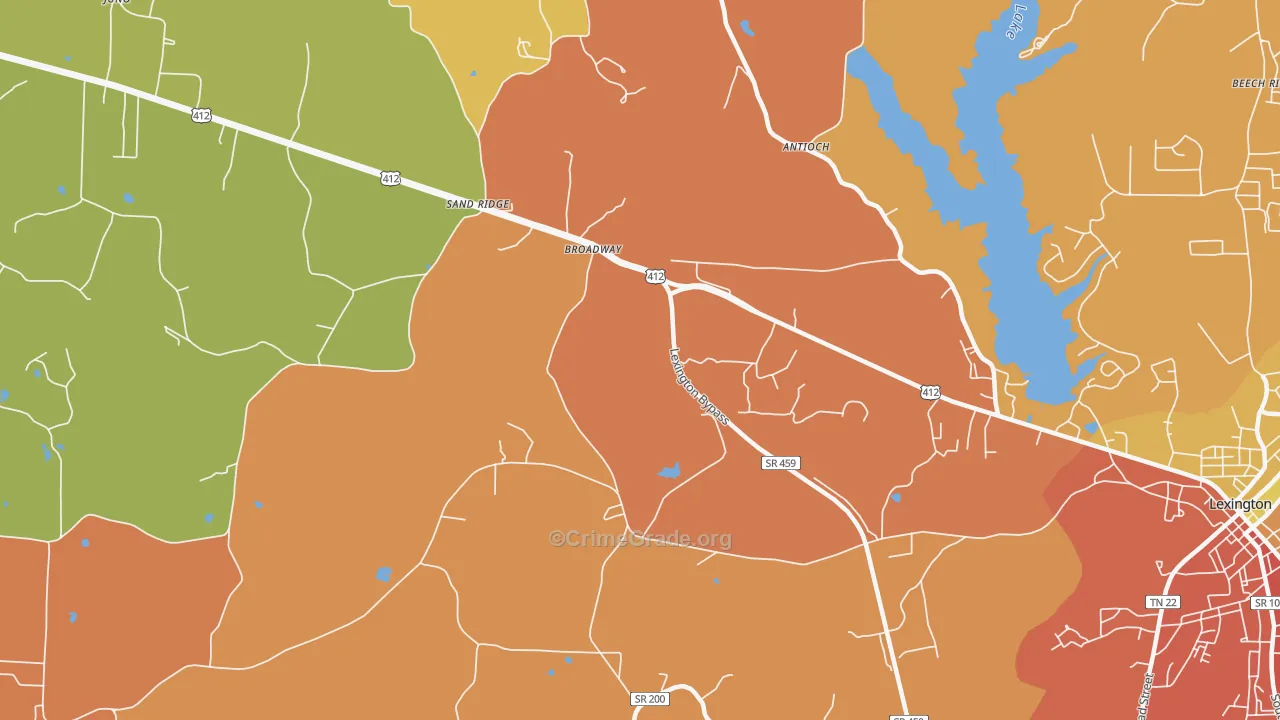 Broadway, TN Map of Burglary Rates
