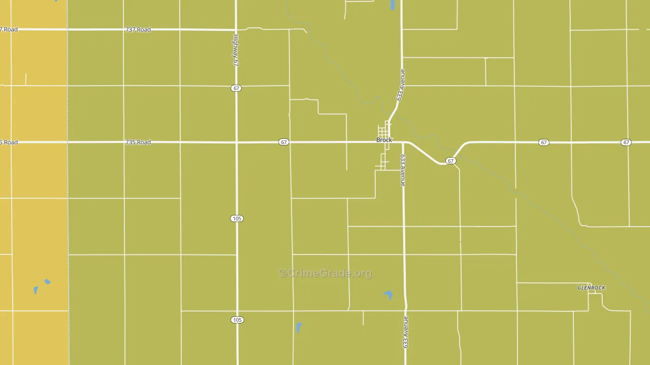 Brock, NE Map of Burglary Rates