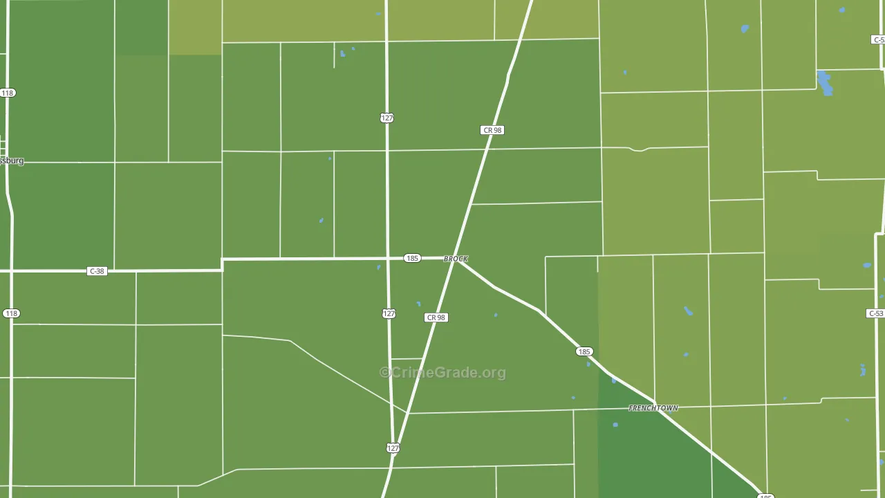 Brock, OH Map of Burglary Rates