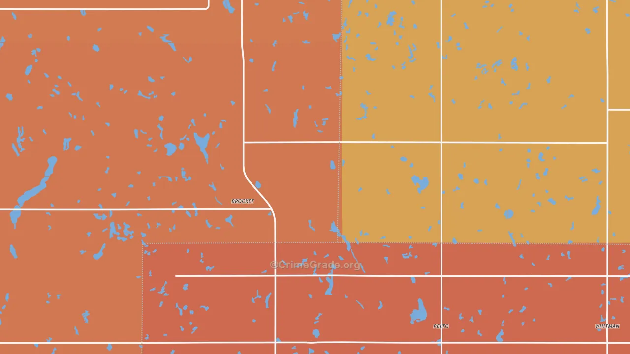 Brocket, ND Map of Burglary Rates