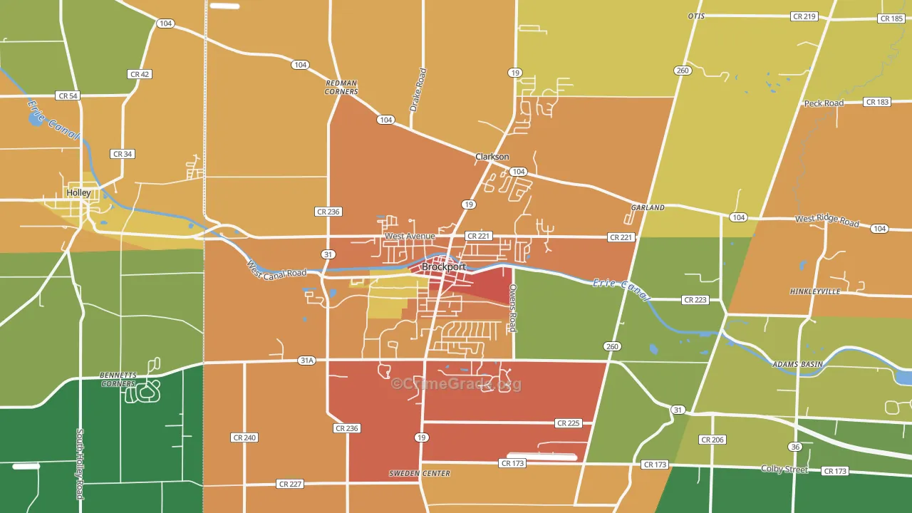 Brockport, NY Map of Burglary Rates