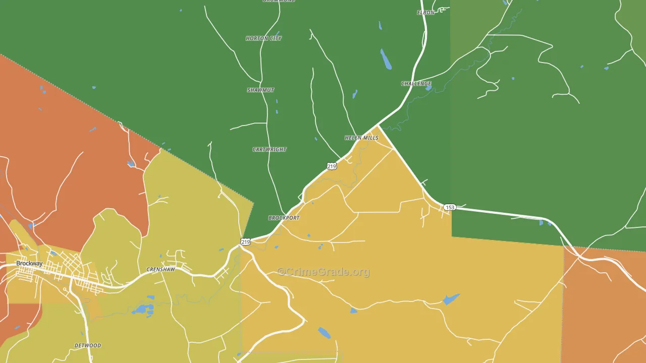Brockport, PA Map of Burglary Rates