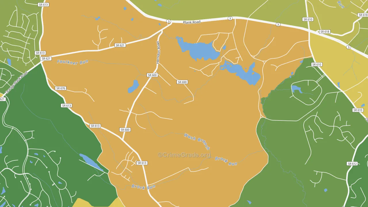 Brockroad, VA Map of Burglary Rates
