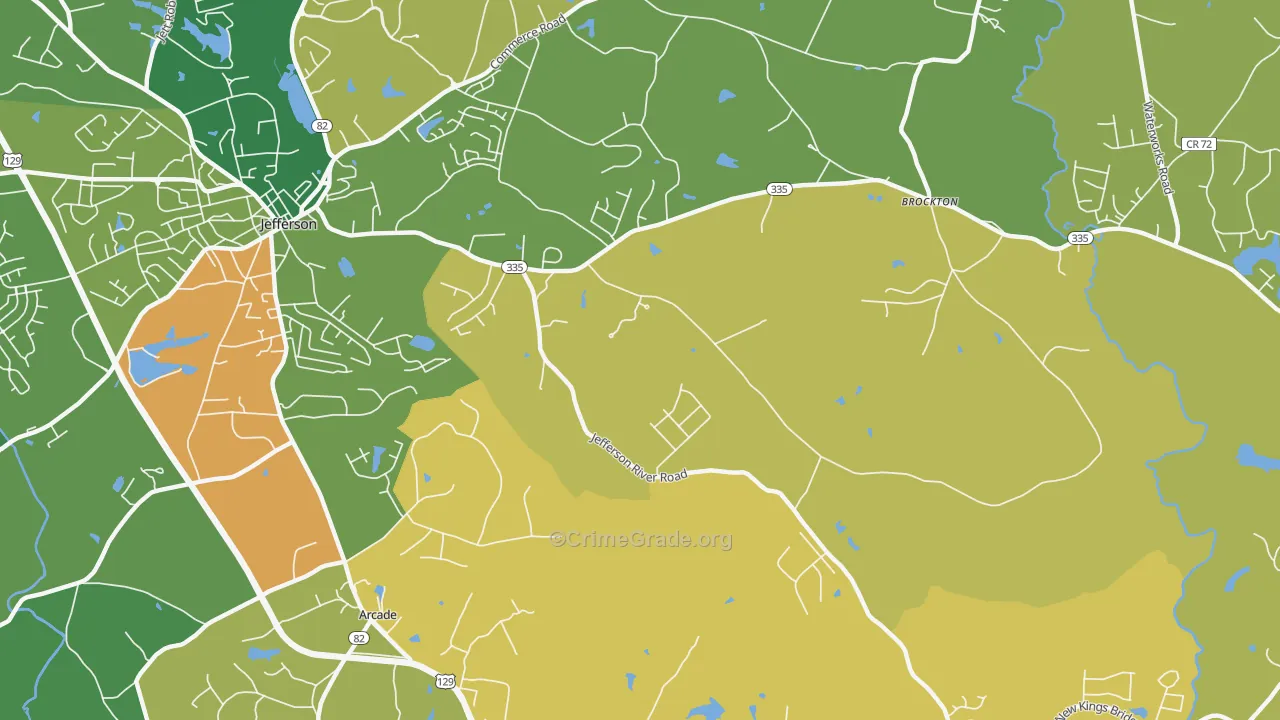 Brockton, GA Map of Burglary Rates