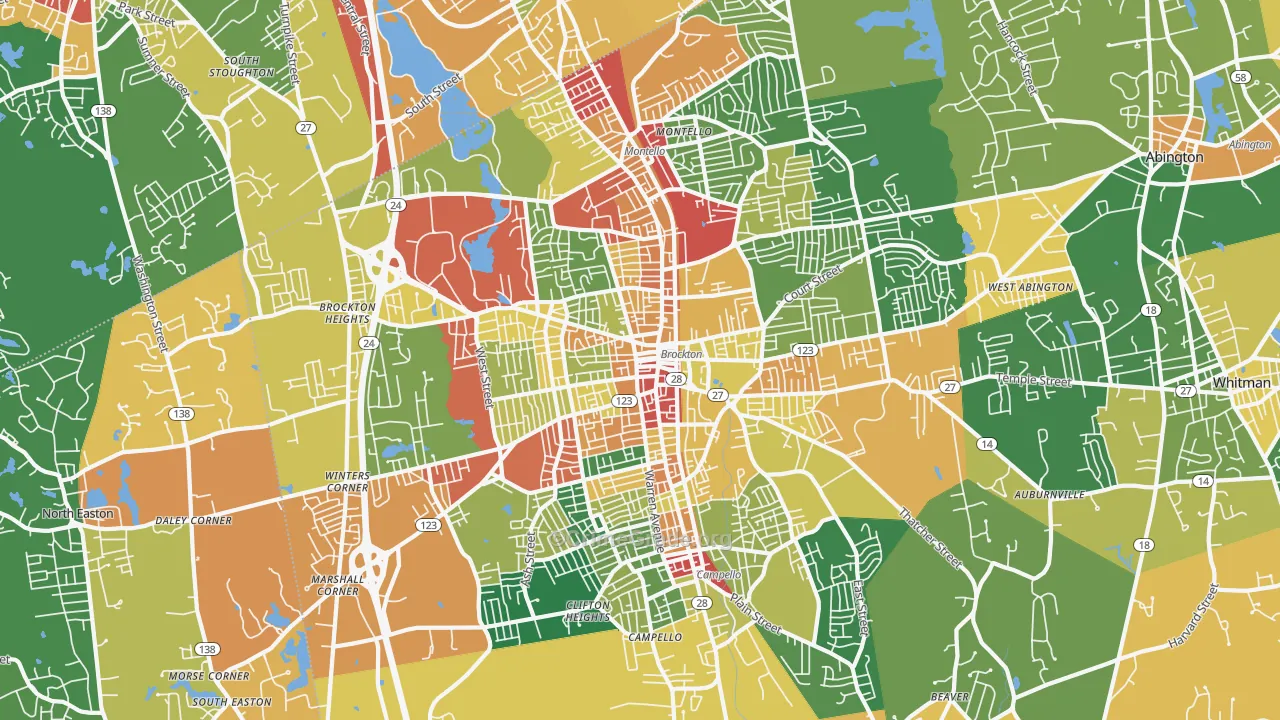 Brockton, MA Map of Burglary Rates