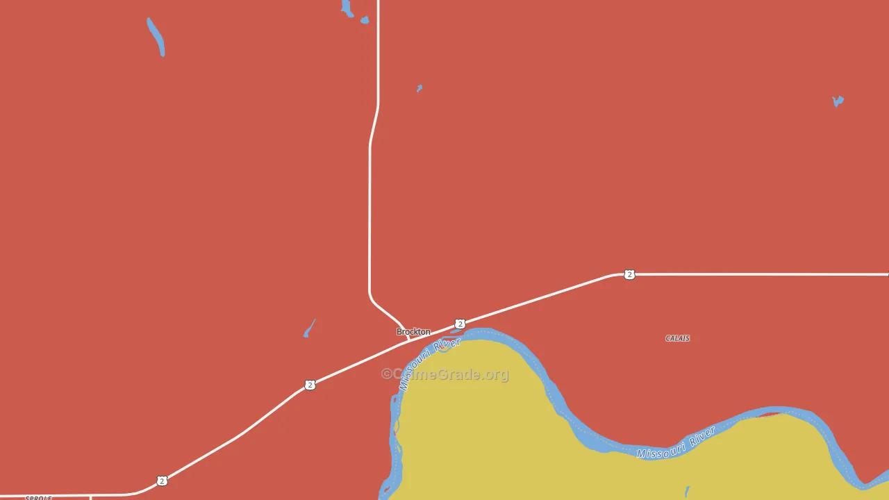 Brockton, MT Map of Burglary Rates