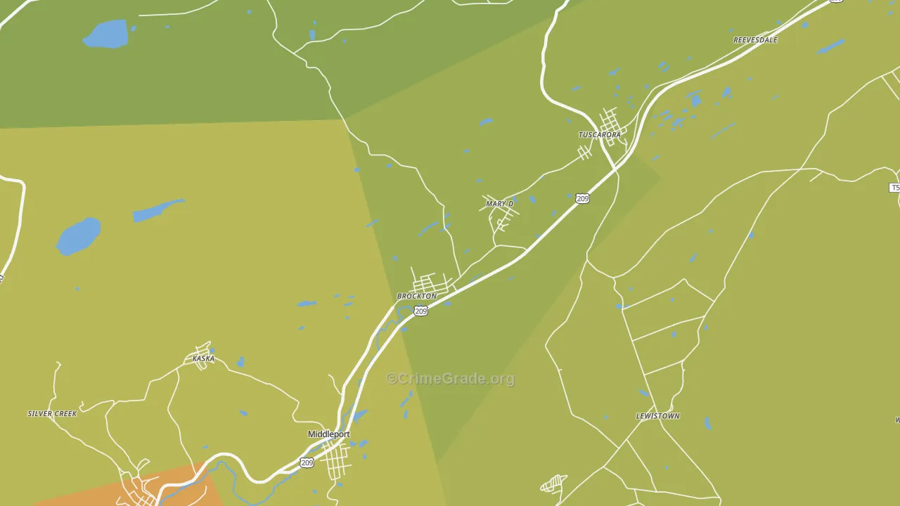 Brockton, PA Map of Burglary Rates