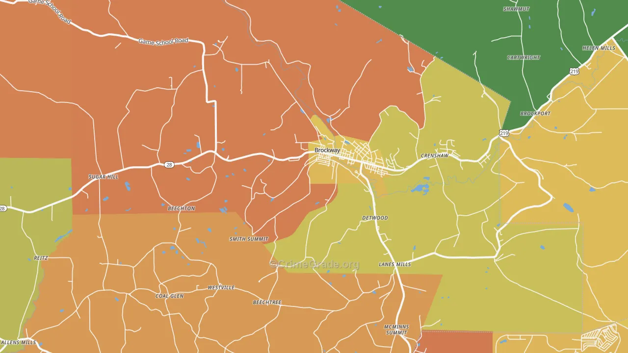 Brockway, PA Map of Burglary Rates