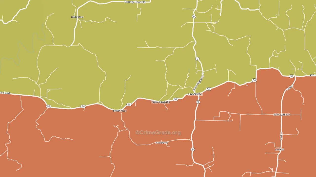 Brockwell, AR Map of Burglary Rates
