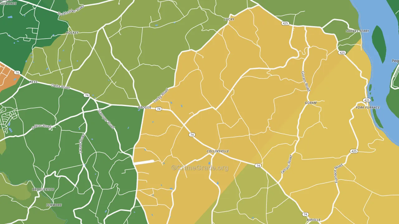 Brogue, PA Map of Burglary Rates