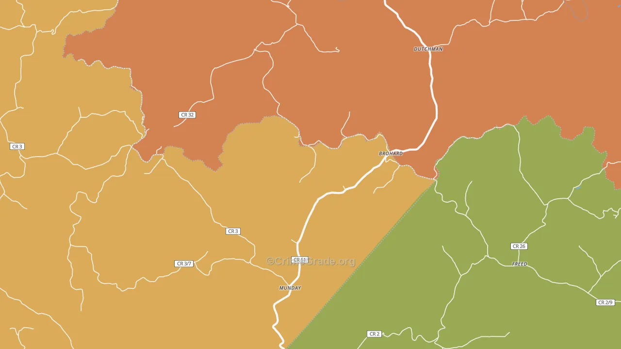 Brohard, WV Map of Burglary Rates