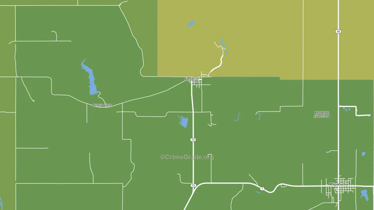 Bromide, OK Map of Burglary Rates