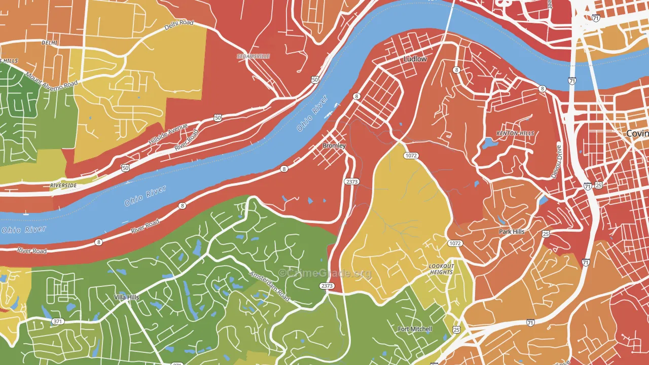 Bromley, KY Map of Burglary Rates