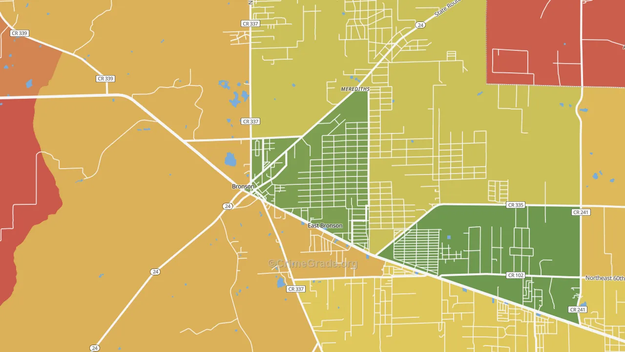 Bronson, FL Map of Burglary Rates