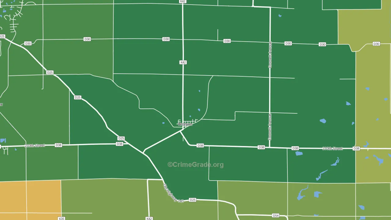Bronson, IA Map of Burglary Rates