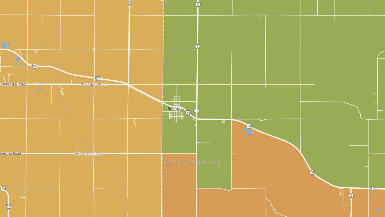Bronson, KS Map of Burglary Rates