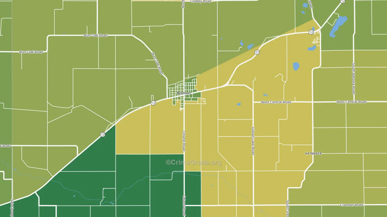 Bronson, MI Map of Burglary Rates