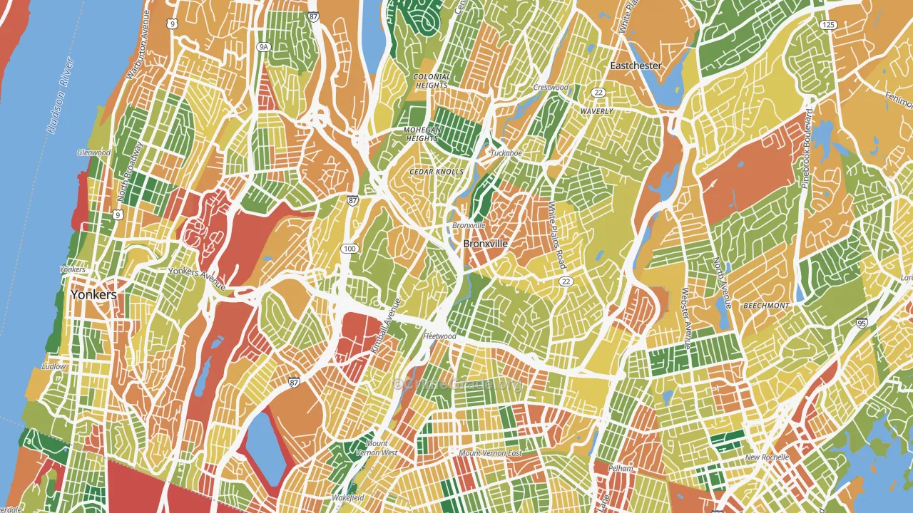 Bronxville, NY Map of Burglary Rates