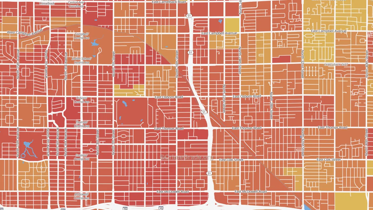 Bronze Boot, Phoenix, AZ Map of Burglary Rates
