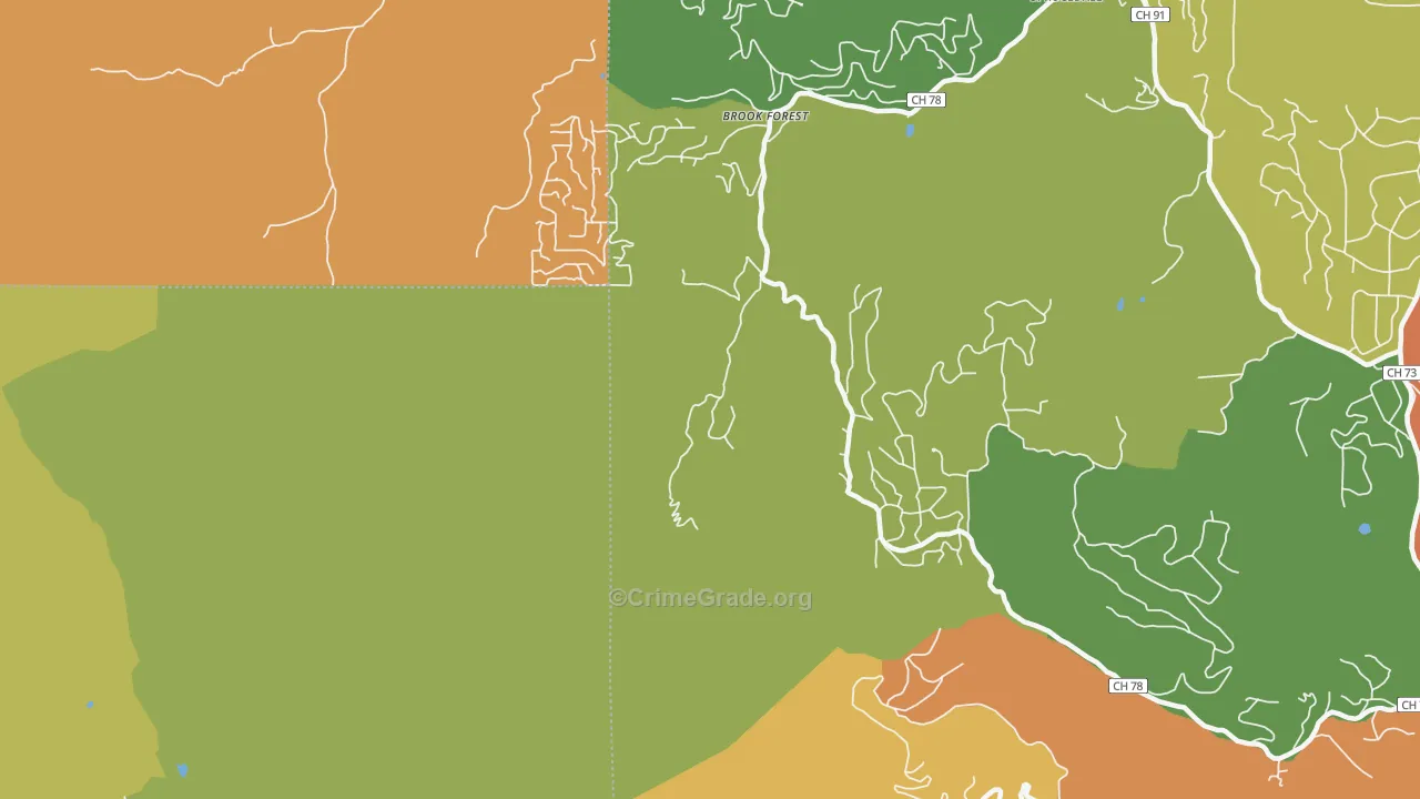 Brook Forest, CO Map of Burglary Rates