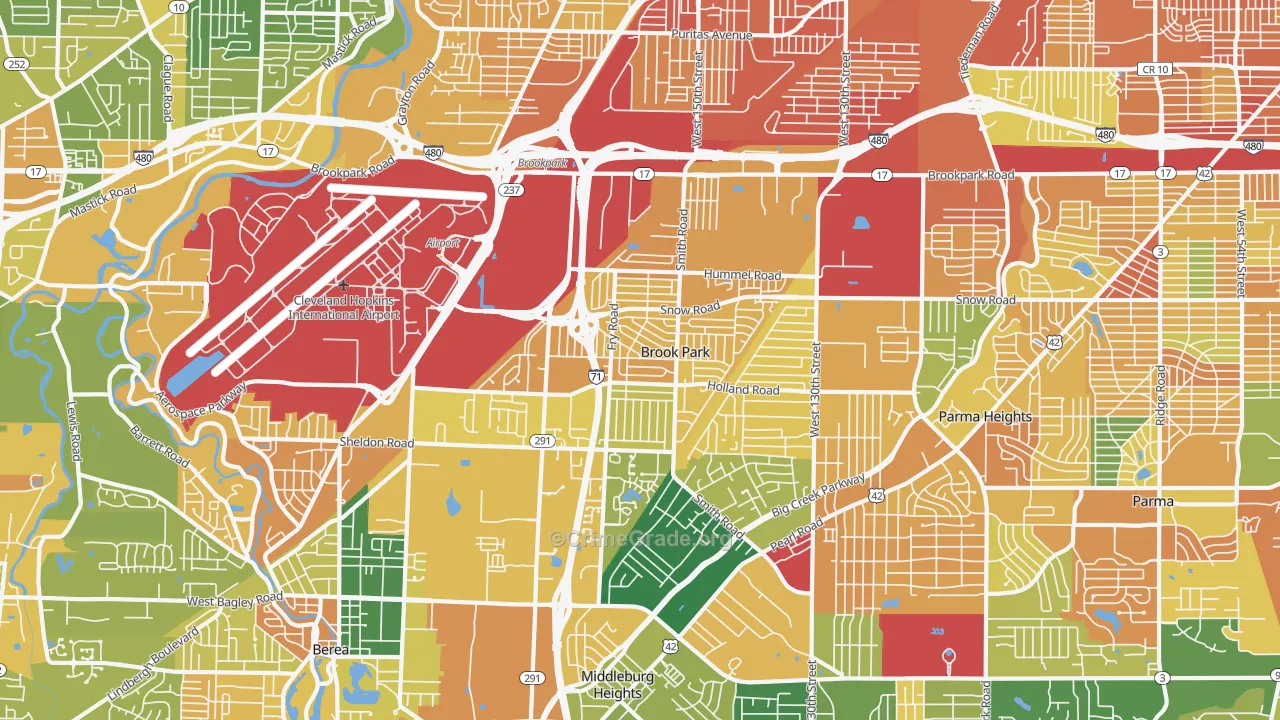 Brook Park, OH Map of Burglary Rates