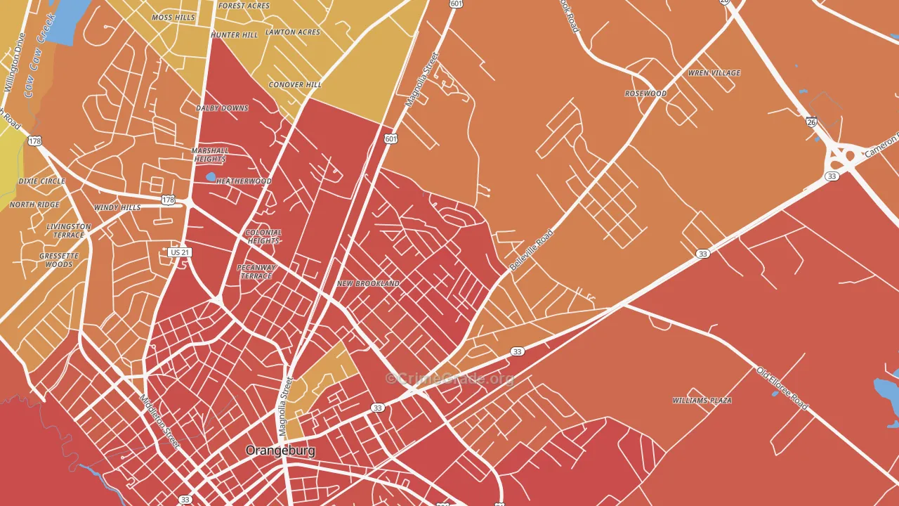 Brookdale, SC Map of Burglary Rates