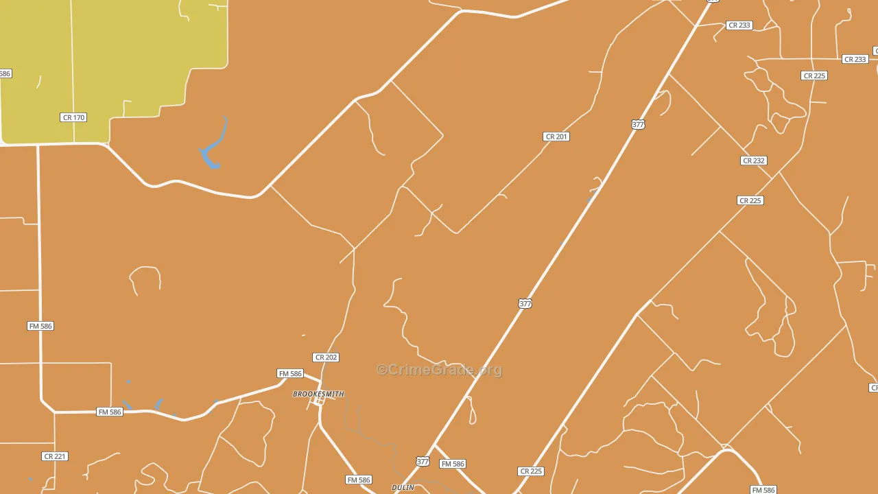 Brookesmith, TX Map of Burglary Rates
