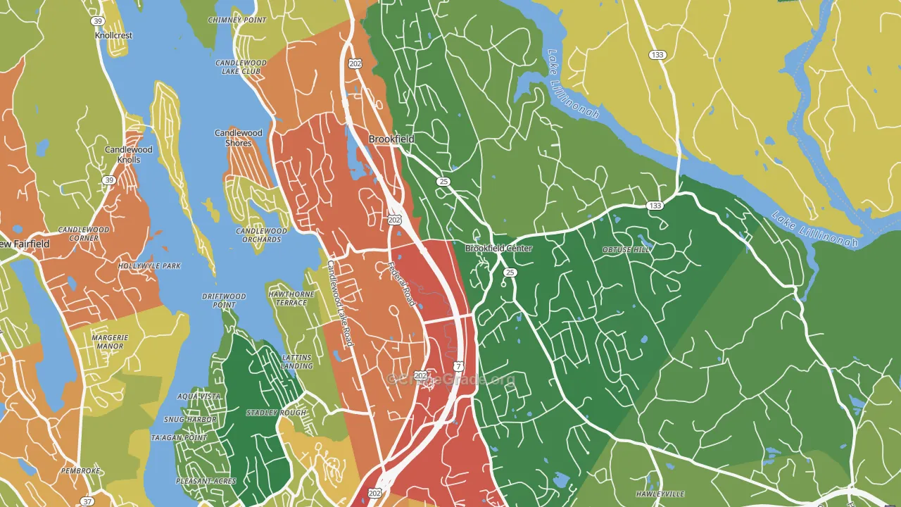 Brookfield, CT Map of Burglary Rates