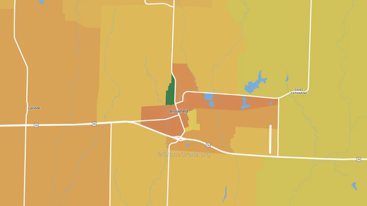 Brookfield, MO Map of Burglary Rates