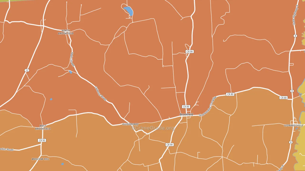 Brookfield, NY Map of Burglary Rates