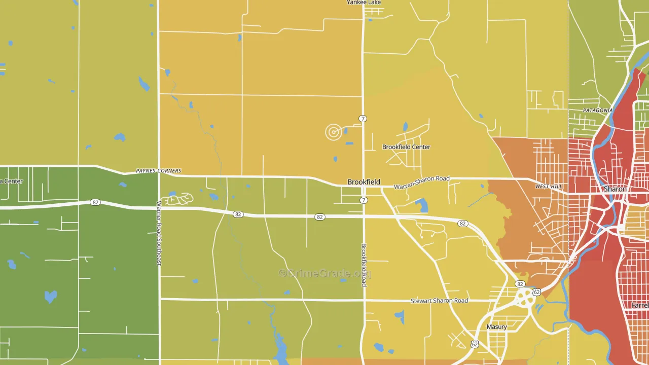 Brookfield, OH Map of Burglary Rates