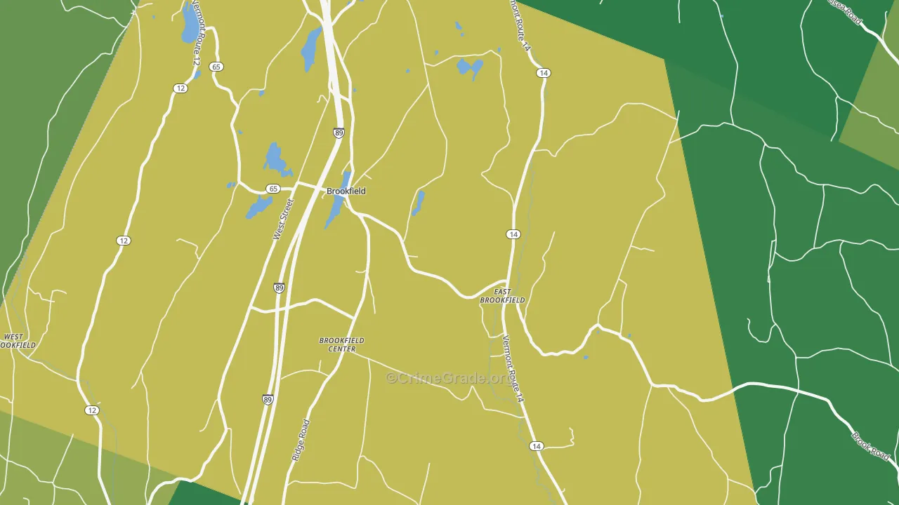 Brookfield, VT Map of Burglary Rates