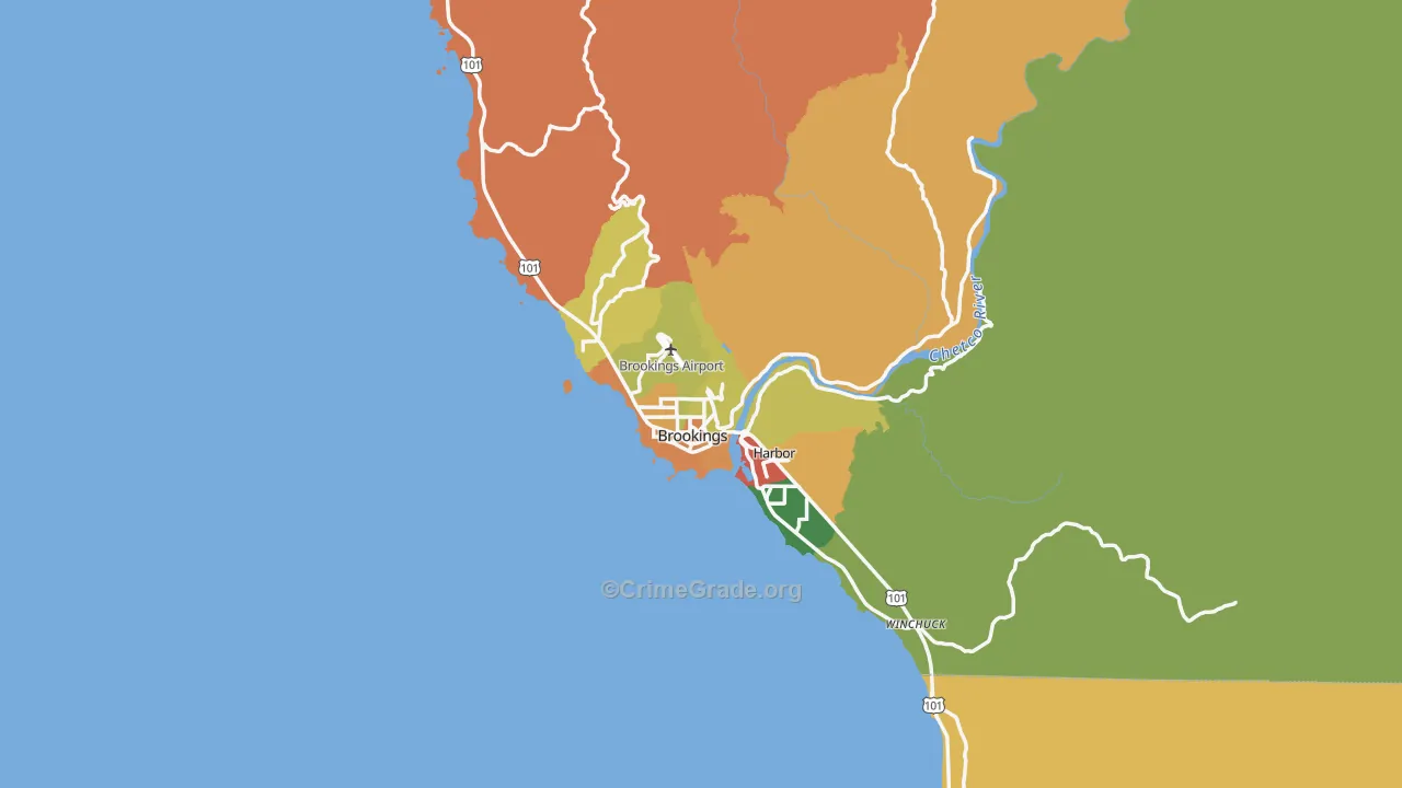 Brookings, OR Map of Burglary Rates